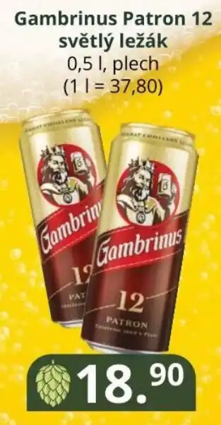 Potraviny CZ Gambrinus Patron 12 světlý ležák 0.5L nabídka