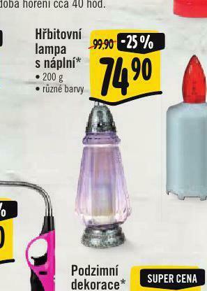Albert Hřbitovní lampa s náplní nabídka