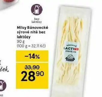 Tesco Milsy bánovecké sýrové nitě bez laktózy nabídka