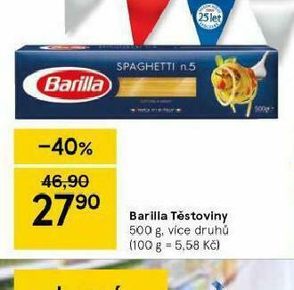Tesco Barilla těstoviny nabídka