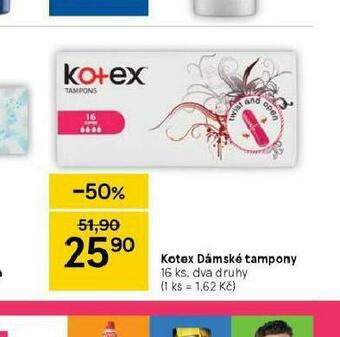 Tesco Kotex dámské tampony nabídka