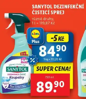 Lidl SANYTOL DEZINFEKČNÍ ČISTICÍ SPREJ nabídka
