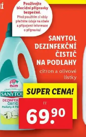 Lidl SANYTOL DEZINFEKČNÍ ČISTIČ NA PODLAHY nabídka