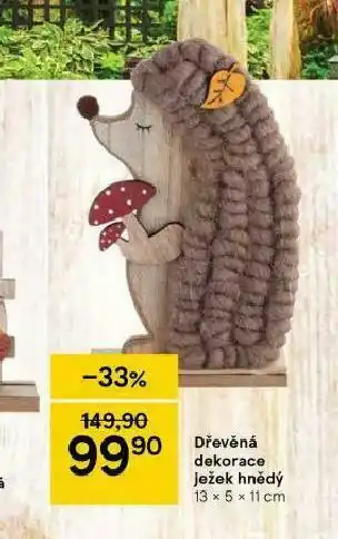 Tesco Dřevěná dekorace ježek hnědý nabídka