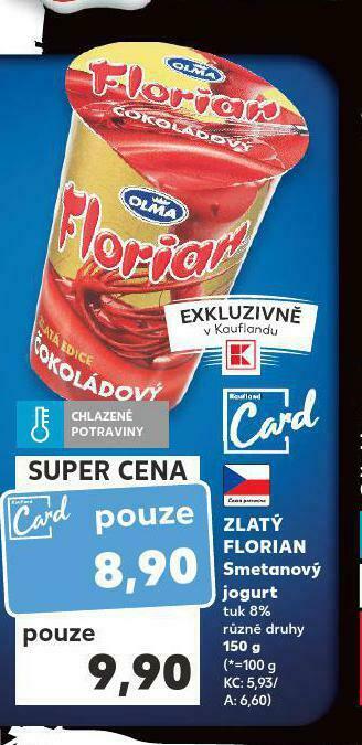 Kaufland Zlatý florian smetanový jogurt nabídka