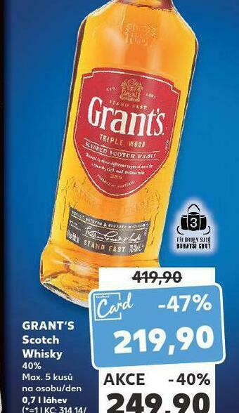 Kaufland Grant´s scotch whisky nabídka