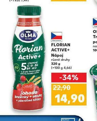Kaufland Florian active+ nápoj nabídka
