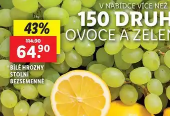 Lidl Bílé hrozny stolní bezsemenné nabídka