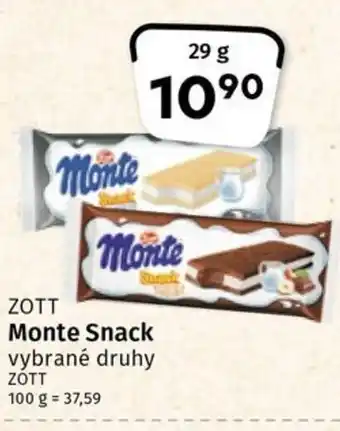 Coop ZOTT Monte Snack nabídka