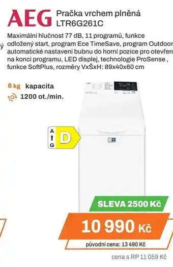Expert AEG Pračka vrchem plněná LTR6G261C nabídka