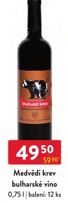 Medvědí krev bulharské víno 0,75L