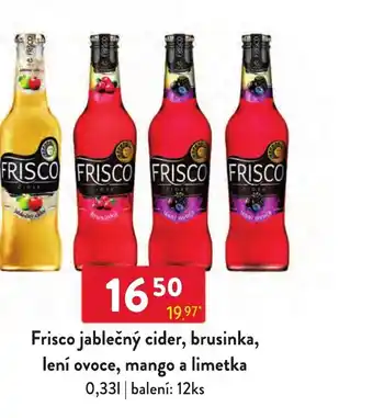 Frisco jablečný cider, brusinka, lení ovoce, mango a limetka 0.33L
