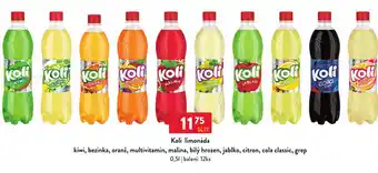 Qanto Koli limonáda kiwi, bezinka, oranž, multivitamin, malina, bílý hrozen, jablko, citron, cola classic, grep 0.5L nabídka