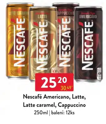 Qanto Nescafé Americano, Latte, Latte caramel, Cappuccino nabídka