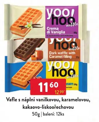 Vafle s náplní vanilkovou, karamelovou, kakaovo-lískoořechovou