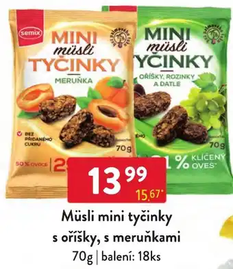 Müsli mini tyčinky s oříšky, s meruňkami