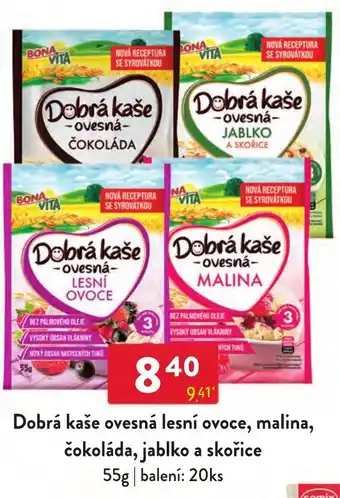 Qanto Dobrá kaše ovesná lesní ovoce, malina, čokoláda, jablko a skořice nabídka