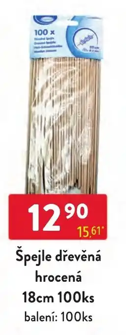 Špejle dřevěná hrocená 18cm 100ks
