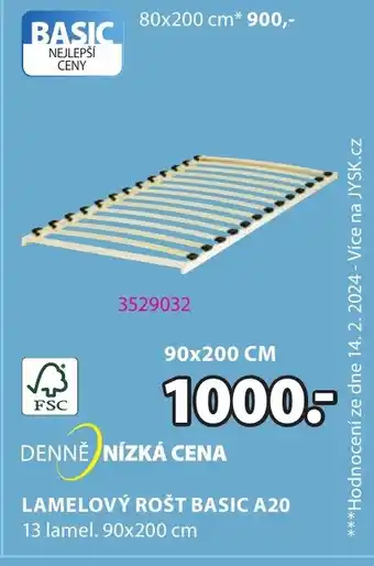 JYSK LAMELOVÝ ROŠT BASIC A20 nabídka