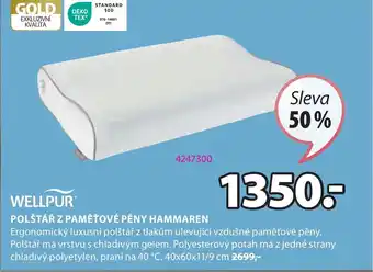 JYSK POLŠTÁŘ Z PAMĚŤOVÉ PĚNY HAMMAREN nabídka