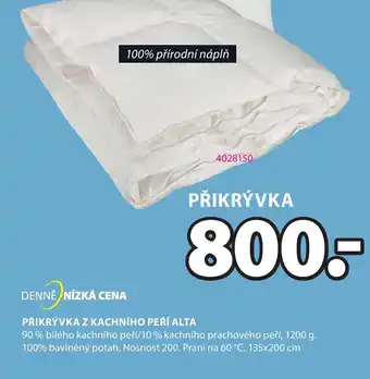 JYSK PŘIKRÝVKA Z KACHNÍHO PEŘÍ ALTA nabídka