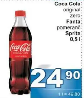 Jip Coca Cola original zero Fanta pomeranč Sprite: 0,5L nabídka