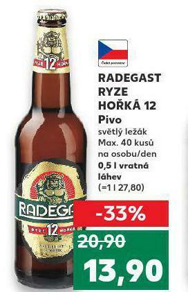 Kaufland Pivo radegast ryze hořká 12 nabídka