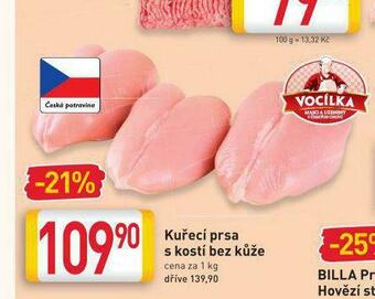 Billa Kuřecí prsa s kostí bez kůže nabídka