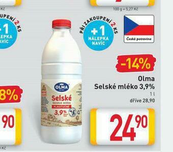 Billa Olma selské mléko 3,9% nabídka