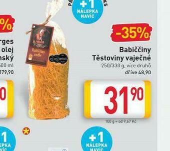 Billa Babiččiny těstoviny vaječné nabídka
