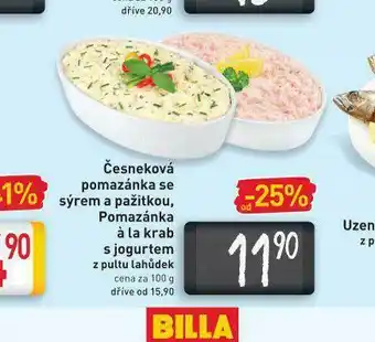 Billa Česneková pomazánka se sýrem a pažitkou nabídka