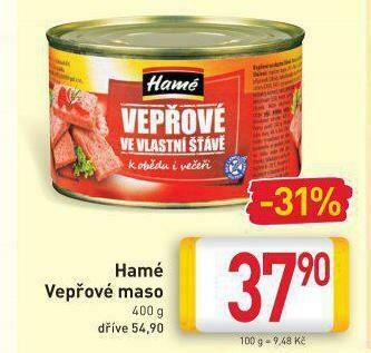 Billa Hamé vepřové maso nabídka