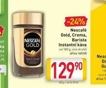 Billa Nescafé gold, crema, barista, espresso instantní káva nabídka