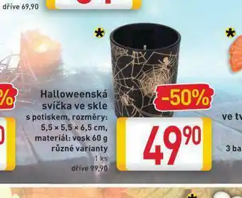 Billa Halloweenská svíčka ve skle nabídka