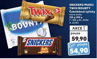 Kaufland SNICKERS/MARS/ TWIX/BOUNTY Čokoládové tyčinky nabídka