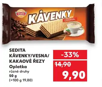 Kaufland SEDITA KÁVENKY/VESNA/ KAKAOVÉ ŘEZY Oplatka nabídka