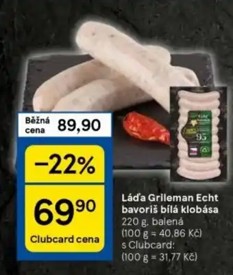 Tesco Láďa Grileman Echt bavoriš bílá klobása nabídka