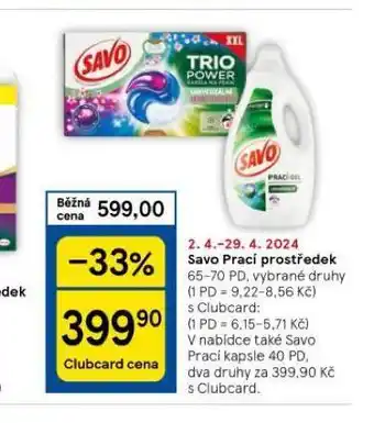 Tesco Savo prací prostředek nabídka