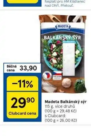 Tesco Madeta balkánský sýr nabídka