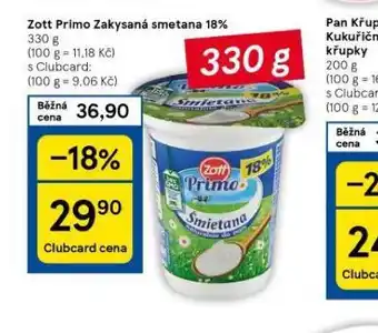Tesco Zott primo zakysaná smetana 18% nabídka