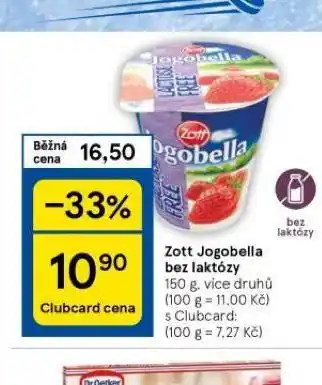 Tesco Zott jogobella bez laktózy nabídka