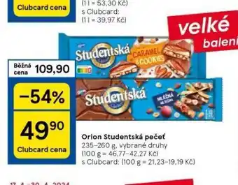 Tesco Orion studentská pečeť nabídka