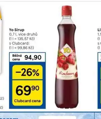 Tesco Yo sirup nabídka