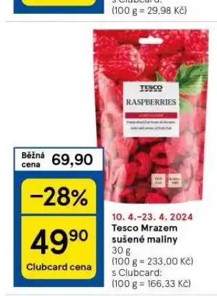 Tesco Tesco mrazem sušené maliny nabídka