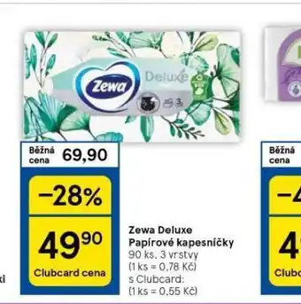 Tesco Zewa deluxe papírové kapesníčky nabídka