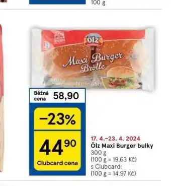 Tesco Ölz maxi burger bulky nabídka