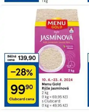 Tesco Menu gold rýže jasmínová nabídka