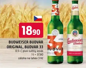 Terno BUDWEISER BUDVAR ORIGINAL, BUDVAR 33 0.5L nabídka