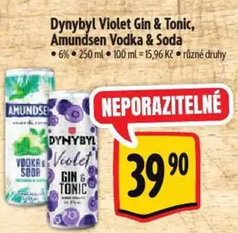 Albert Dynybyl Violet Gin & Tonic, Amundsen Vodka & Soda nabídka