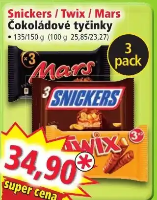 Norma Snickers / Twix / Mars Čokoládové tyčinky nabídka